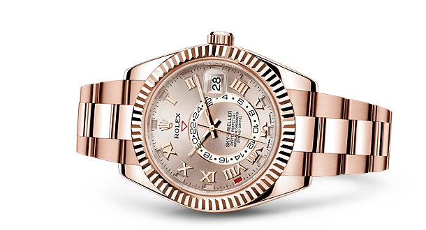 Pink Everose Gold Oyster Perpetual Rolex Sky-Dweller Replica Watches
