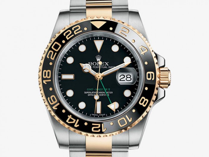 For the green GMT hand and 24 hours rotating bezel, this black dial replica Rolex watch is so practical timepiece for those travellers.