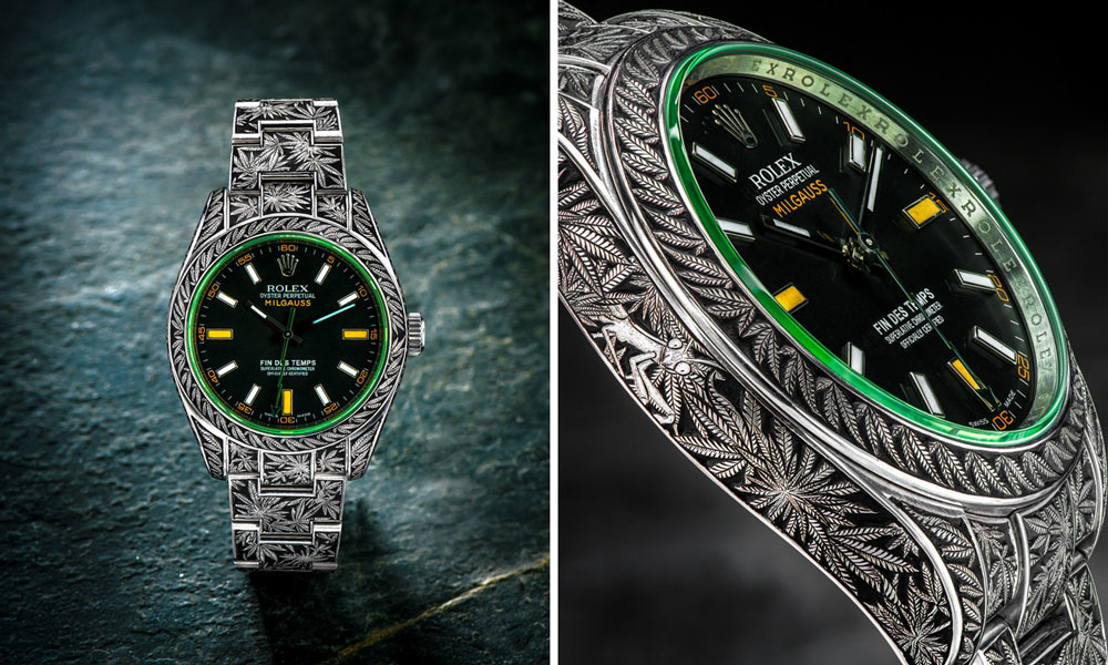 Just for the nice moral of Cannabis, this luminous scale replica Rolex watch attracted a lot of people.